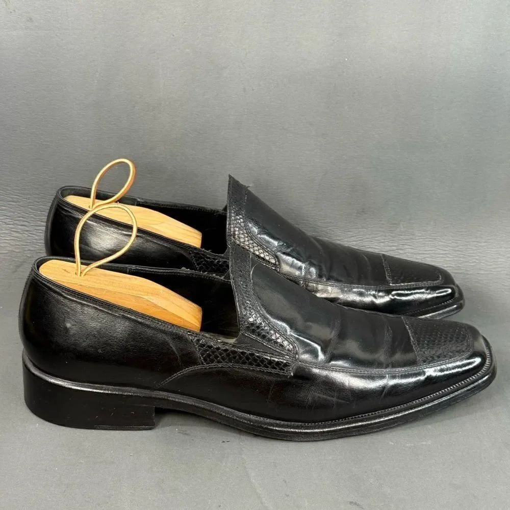 Vittorio Virgili Men’s Size 11 Black Leather Loafers – Made in Italy Slip-On